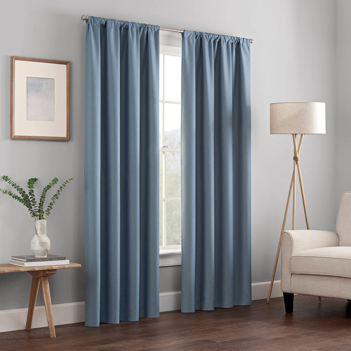 ECLIPSE Kendall Modern Blackout Thermal Rod Pocket Window Curtain for Bedroom or Living Room (1 Panel), 42 x 95, Slate