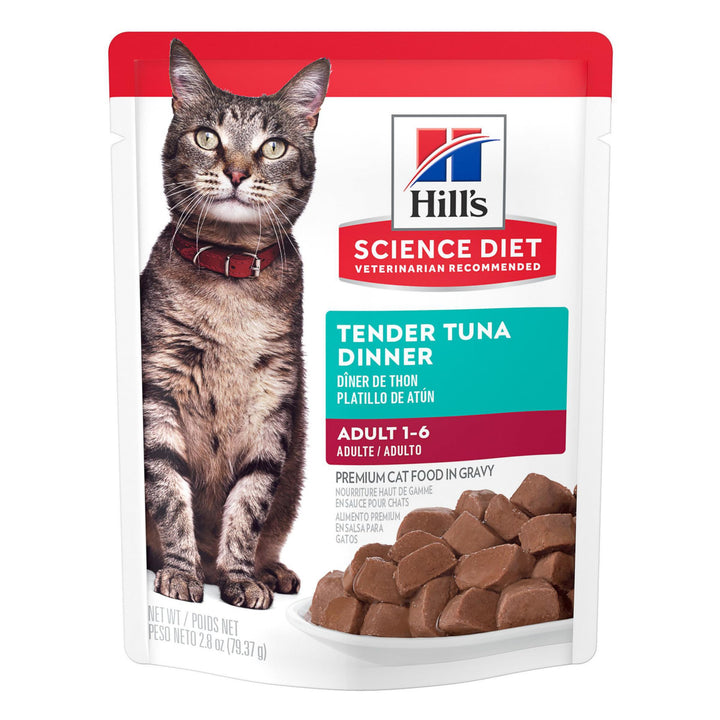 Hill's Science Diet Adult 1-6, Adult 1-6 Premium Nutrition, Wet Cat Food, Tuna Stew, 2.8 oz Pouch, Case of 24 2.8 Ounce (Pack of 24)