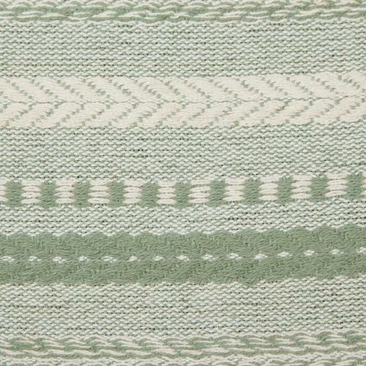 DII Farmhouse Braided Stripe Table Runner Collection, 15x72 (15x77, Fringe Included), Artichoke Green