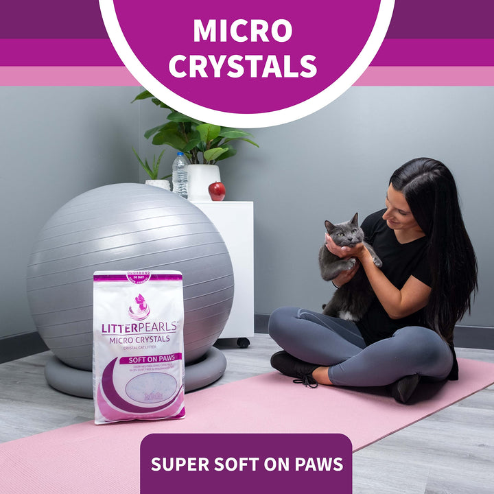 Litter Pearls Crystal Cat Litter with Odorbond- Superior Odor Control, Soft-On-Paws, Low Dust, 7lb, Micro Fresh, White, Clear and Blue Crystals Fresh Scent 7 Pounds