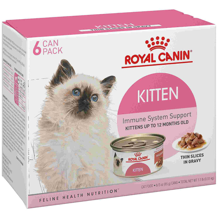 Royal Canin Feline Health Nutrition Kitten Thin Slices in Gravy Canned Cat Food, 3 oz can (6-pack)