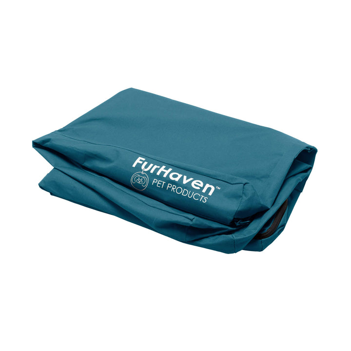 Furhaven Replacement Dog Bed Cover Water-Resistant Indoor/Outdoor Logo Print Oxford Polycanvas Mattress, Washable - Deep Lagoon, Jumbo (X-Large) Water-Resistant Logo Print (Deep Lagoon) 40.0"L x 32.0"W x 0.3"Th Cover Only
