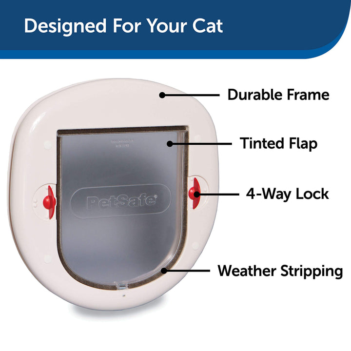 PetSafe Exterior / Interior Cat Door: Staywell Big Cat 4-Way Locking Pet Door Flap for Large Cats- Tinted Privacy Door- Weatherproof, Durable Door Frame- DIY Easy Install with Hardware Kit Included Big Cat Door