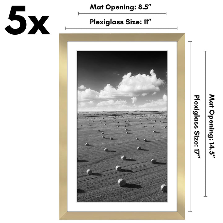 Americanflat 12x16 Picture Frame with Polished Plexiglass - Set of 5 - Use as 8.5x11 Frame with Mat or 12x16 Frame Without Mat - Galleria Collection - Gallery Wall Frame Set for Wall Display - White