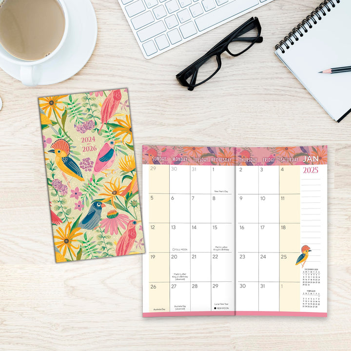 2025 Pocket Planner: Two-Year-Plus Monthly Pocket Calendar Planner (29-Month): August 2024 - December 2026, 6.5" x 3.5" - Birds & Blooms