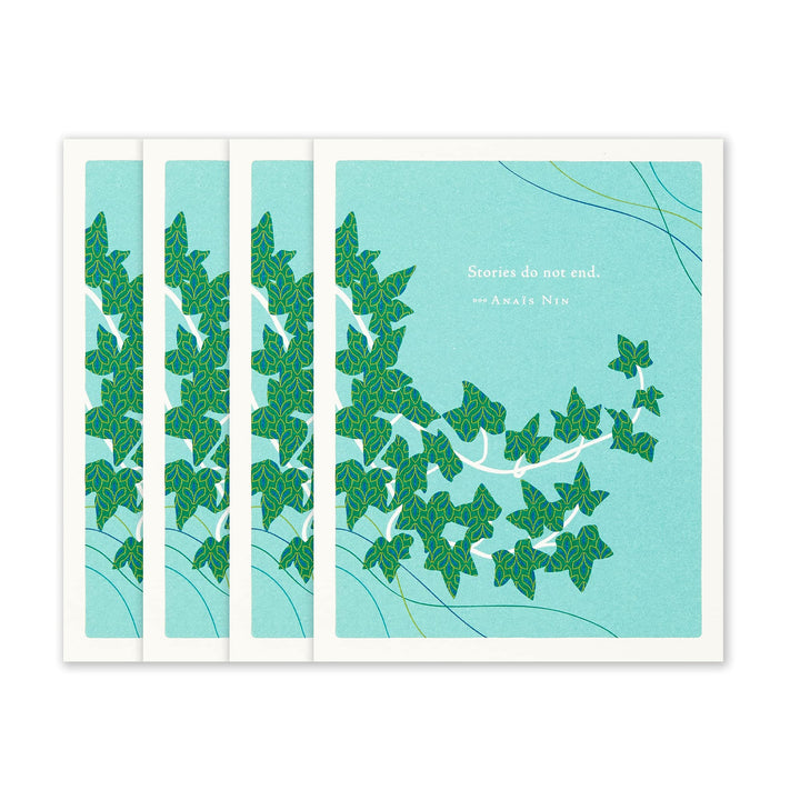 Compendium Positively Green 4-Pack of Sympathy Cards – Stories do not end (Four Cards Total, One Design, with Envelopes) Sympathy - "Stories do not end."