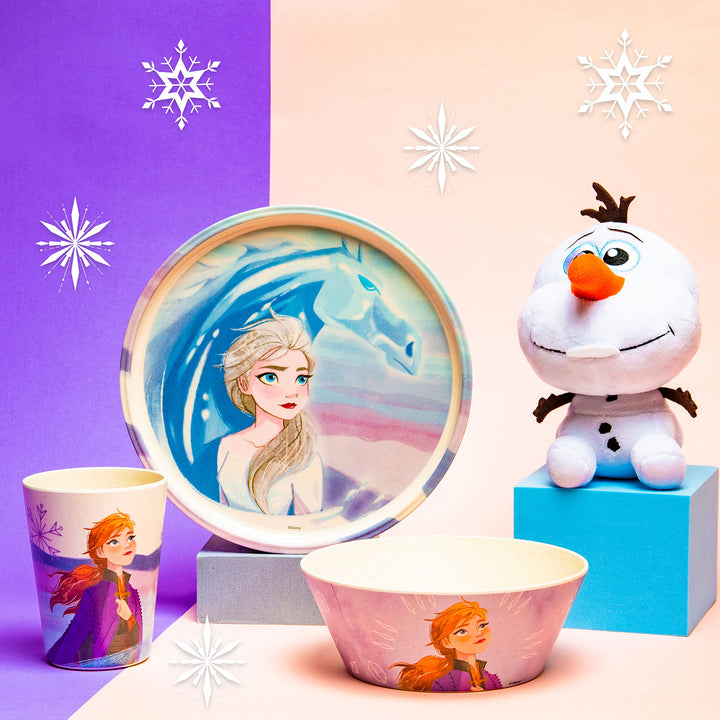 Zak Designs Disney Frozen 2 Kids Dinnerware Set 3 Pieces, Durable and Sustainable Melamine Bamboo Plate, Bowl, and Tumbler are Perfect For Dinner Time With Family (Anna, Elsa, Olaf) 8" Plate, 6" Bowl, 10oz Tumbler Frozen 2 (Anna, Elsa, Olaf)