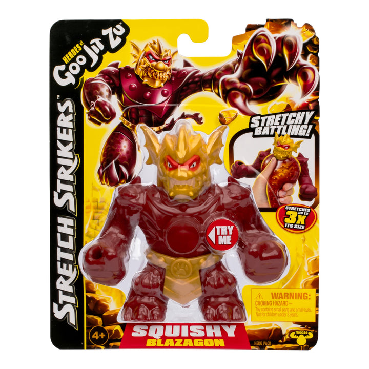 Heroes of Goo Jit Zu Stretch Strikers Hero Pack, Stretchy Action Figure Blazagon, Unique Goo Filling, Stretches Up to 3 Times Their Size, Collect All Squishy, Stretchy, Scrunchy Characters