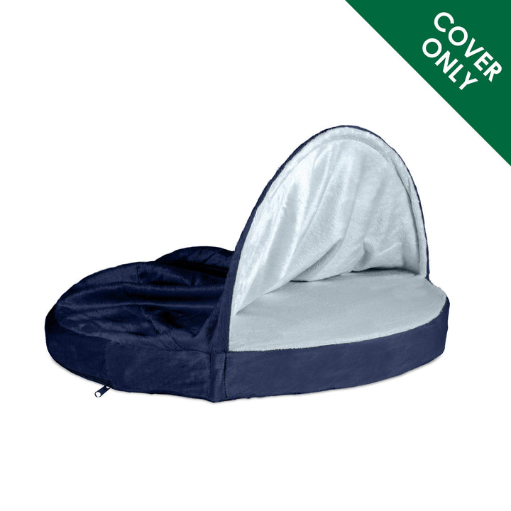 Furhaven Replacement Dog Bed Cover Microvelvet Snuggery, Machine Washable - Navy, 26-inch Microvelvet Navy 26.0"L x 26.0"W x 0.5"Th Snuggery (Cover Only)
