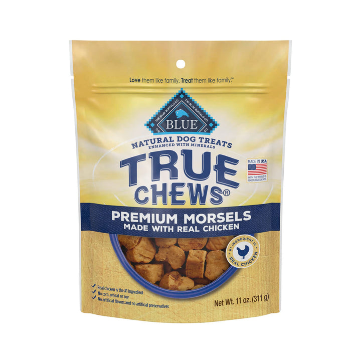 Blue Buffalo True Chews Premium Morsels Natural Dog Treats, Chicken 11 oz bag 11 Ounce (Pack of 1)