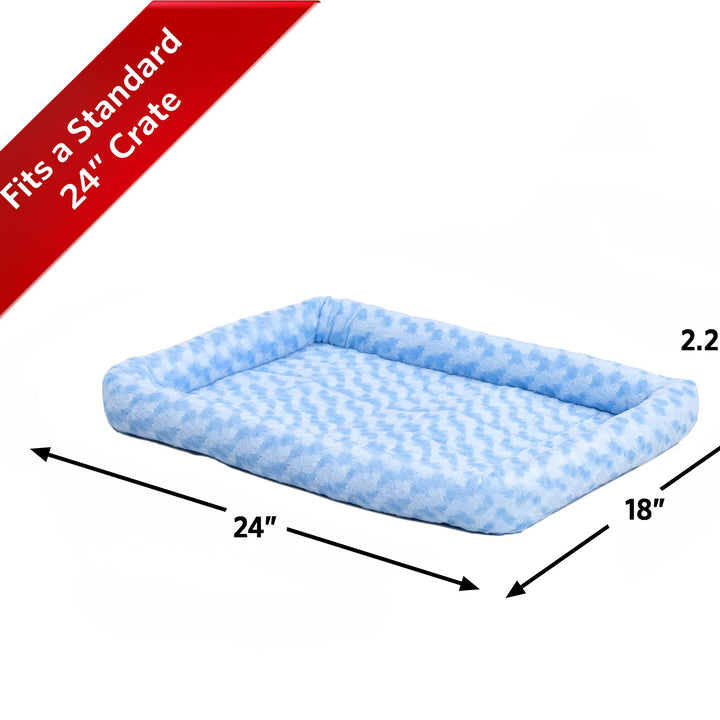 MidWest Homes for Pets Bolster Dog Bed 24L-Inch Blue Dog Bed or Cat Bed w/ Comfortable Bolster | Ideal for "Small" Dog Breeds & Fits a 24-Inch Dog Crate | Easy Maintenance Machine Wash & Dry