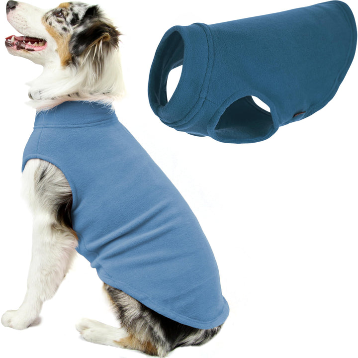 Gooby Stretch Fleece Vest Dog Sweater - Steel Blue, 5X-Large - Warm Pullover Fleece Dog Jacket - Winter Dog Clothes for Small Dogs Boy - Dog Sweaters for Small Dogs to Dog Sweaters for Large Dogs 5X-Large Length (25")