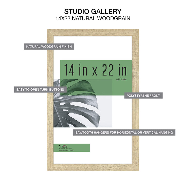 MCS Studio Gallery 20x27 Poster Frame Black Woodgrain, Vertical & Horizontal Wall Hanging Large Picture Frame for Photos, Posters & Art Prints (1-Pack) 1-Pack 20x27 - Select