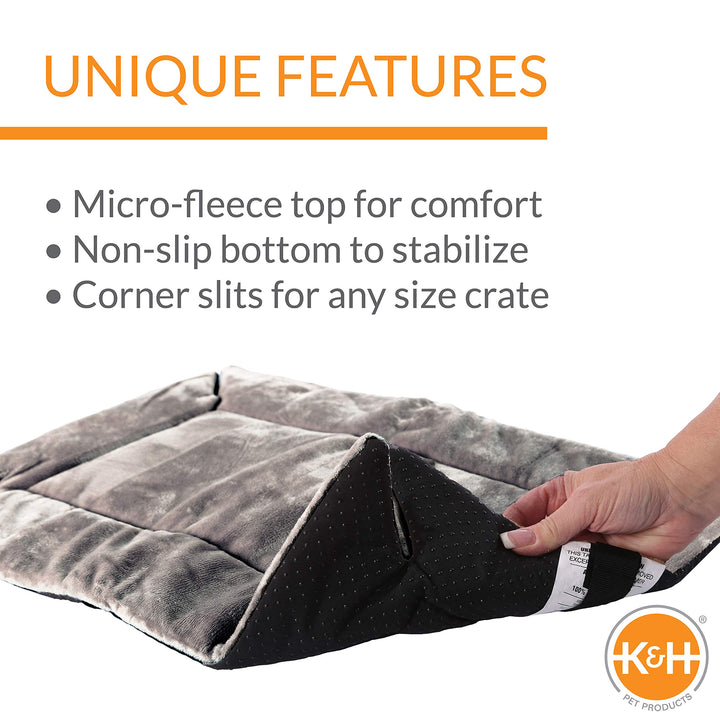 K&H Pet Products Self-Warming Crate Pad, Warming Dog Crate Bed, Machine Washable Dog Crate Mat, Gray X-Small 14 X 22 Inches