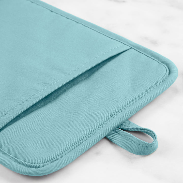 KitchenAid Ribbed Soft Silicone Pot Holder 2-Pack Set, Mineral Water Aqua, 7"x9" 7"x9" Holder Set