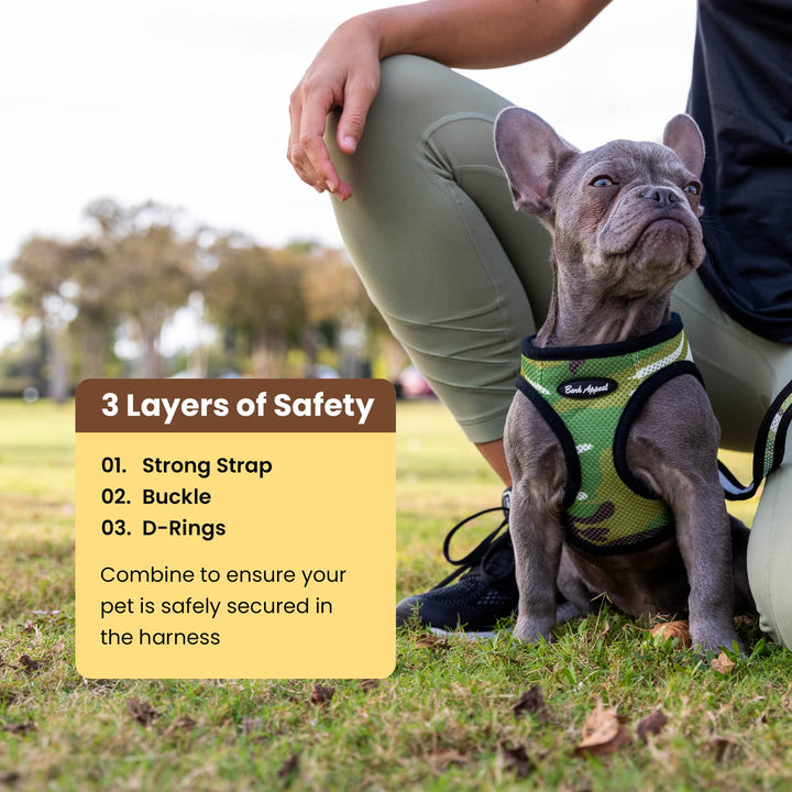 Yellow Solid Step-in Dog Harness by Bark Appeal, Mesh Vest Harness for Dogs, Non-Choking with Adjustable Heavy-Duty Buckle for Safe, Secure Fit