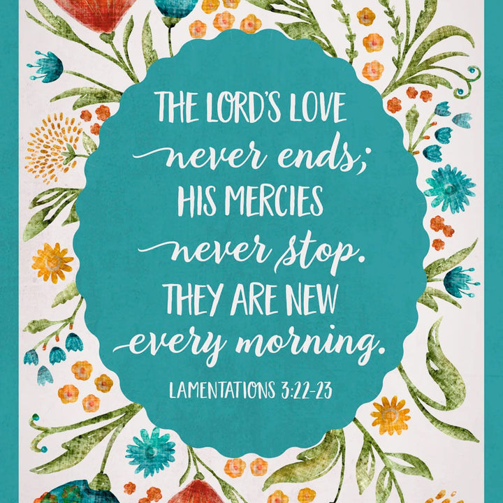 DaySpring - The Lord's Love Never Ends - 4 Floral Desgin Assortment with Scripture - 12 Boxed Praying for You Cards & Envelopes (J9176)