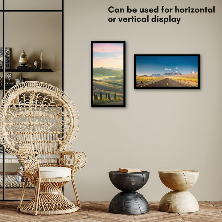 Americanflat 8x16 Poster Frame in Black - Thin Border Photo Frame with Shatter-Resistant Glass, Hanging Hardware, and Built-in Easel for Horizontal or Vertical Display Formats for Wall or Tabletop