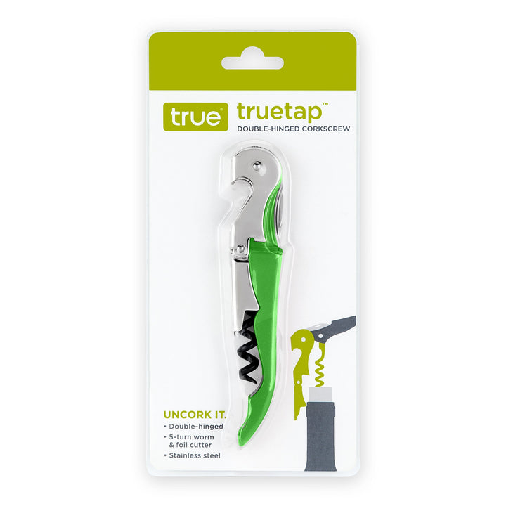 True Brands TrueTap Double Hinged Waiters Corkscrew, Top-notch Stainless Steel Opener with Foil Cutter Built to Last Wine Key Gold, Set of 1