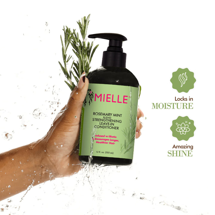 Mielle Organics Rosemary Mint Strengthening Leave-In Conditioner, Supports Hair Strength, Smooth Conditioner for Dry and Crinkled Hair, Weightless Hair Treatment