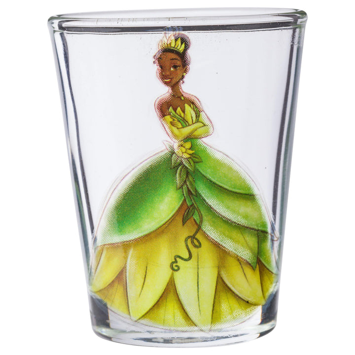 Silver Buffalo Disney Princess Vintage Sketch Mini Glasses 4 Pack Featuring Princess Cinderella, Jasmine, Snow White, and Tiana, 1.5 Ounces Princess Heritage