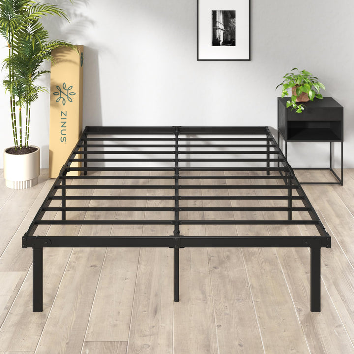 ZINUS Rumi 14in Easy SmartBase® Mattress Foundation, Sturdy Metal Bed Frame, No Box Spring Needed, Eco Friendly Packaging, Full Black Basic Assembly