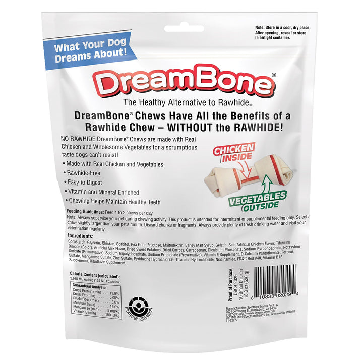 DreamBone Vegetable & Chicken Dog Chews, Rawhide Free, Small, 10-Count (DBC-02029) 10 Count (Pack of 1)