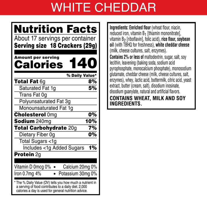 Cheez-It Grooves Crunchy Cheese Crackers, Snack Crackers, Lunch Snacks, Family Size, Sharp White Cheddar, 17oz Box (1 Box) 1.06 Pound (Pack of 1)