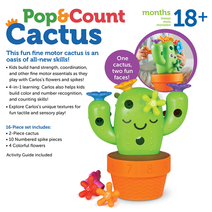 Learning Resources Carlos The Pop & Count Cactus,Toddler Learning Toys, Preschool Toys, Educational Toys for Kids, Cactus Toys for Kids, Age 18+ Months,16 Pieces