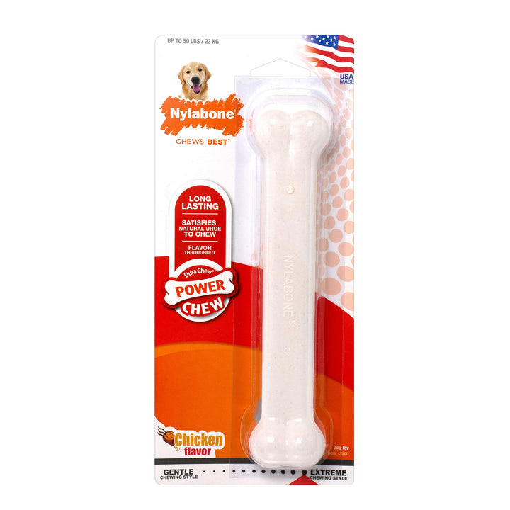 Nylabone Power Chew Classic Bone Chew Toy for Dogs, Durable Dog Toys for Aggressive Chewers, Bacon Flavor, Medium/Wolf - Up to 35 lbs. (1 Count) Medium/Wolf (1 Count)