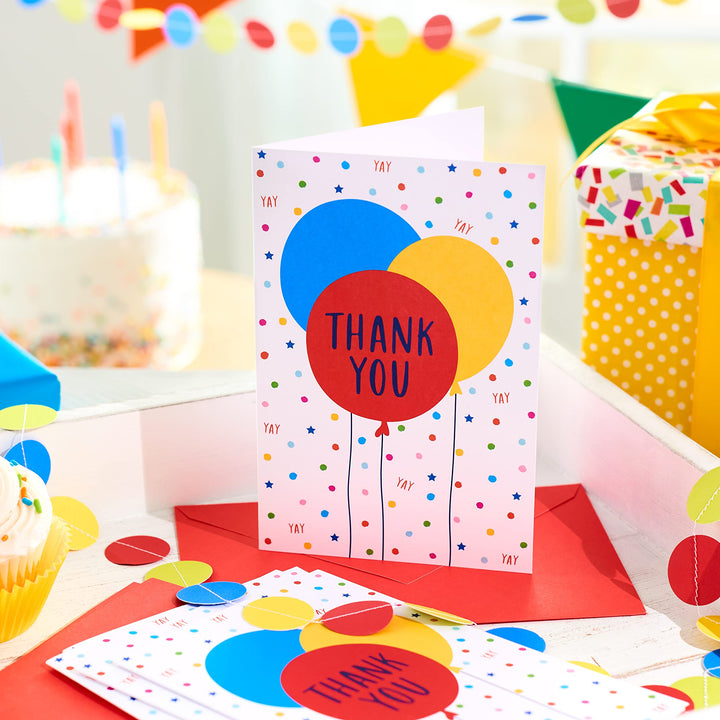 American Greetings Thank You Cards with Envelopes, Multi Color Balloons (48-Count) Party Balloons