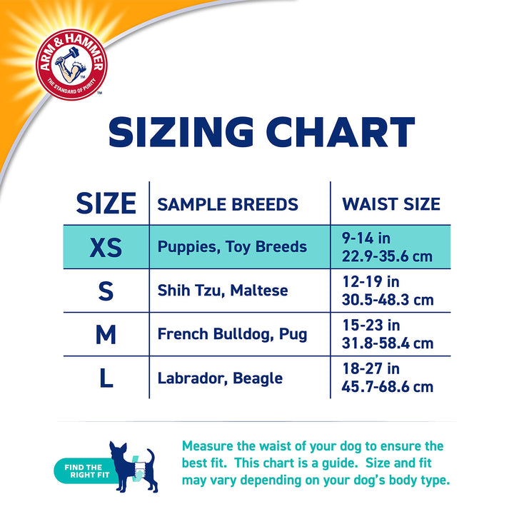 Arm & Hammer For Pets Male Dog Wraps, Medium 12 Ct | Ultra-Absorbent, Adjustable Male Dog Diapers with Leak-Proof Protection & Wetness Indicator | Arm & Hammer Baking Soda Enhanced for Odor Control Male Wraps Medium (12 Count)