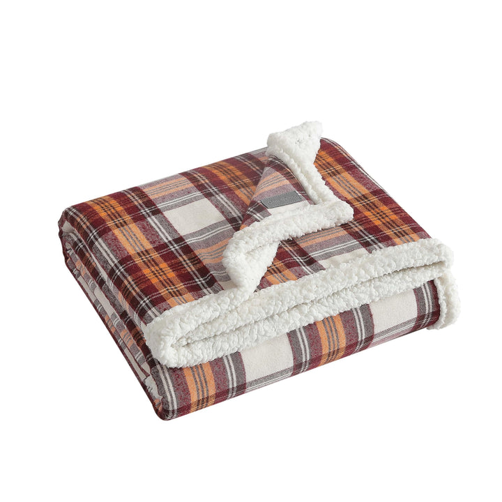 Eddie Bauer - Throw Blanket, Super Soft Reversible Sherpa Fleece Bedding, Ideal Christmas & White Elephant Gifts, Cozy Plaid Throw Blankets for Couch (Edgewood Red, Throw) Edgewood Red Sherpa Throw