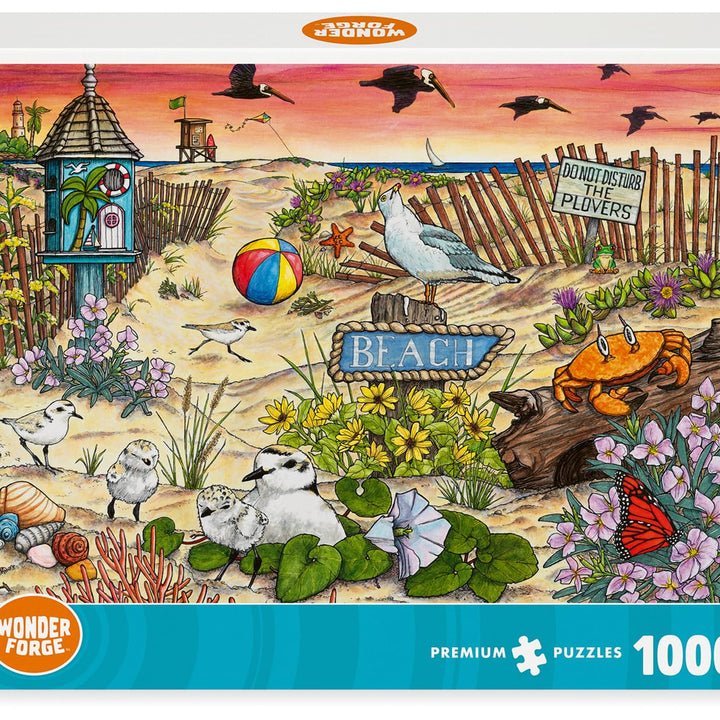 Wonder Forge Don't Disturb The Plovers 1000 Piece Jigsaw Puzzle for Adults | Unique, Perfectly-Fitting Pieces | Fun, Vibrant Imagery |  Exclusive