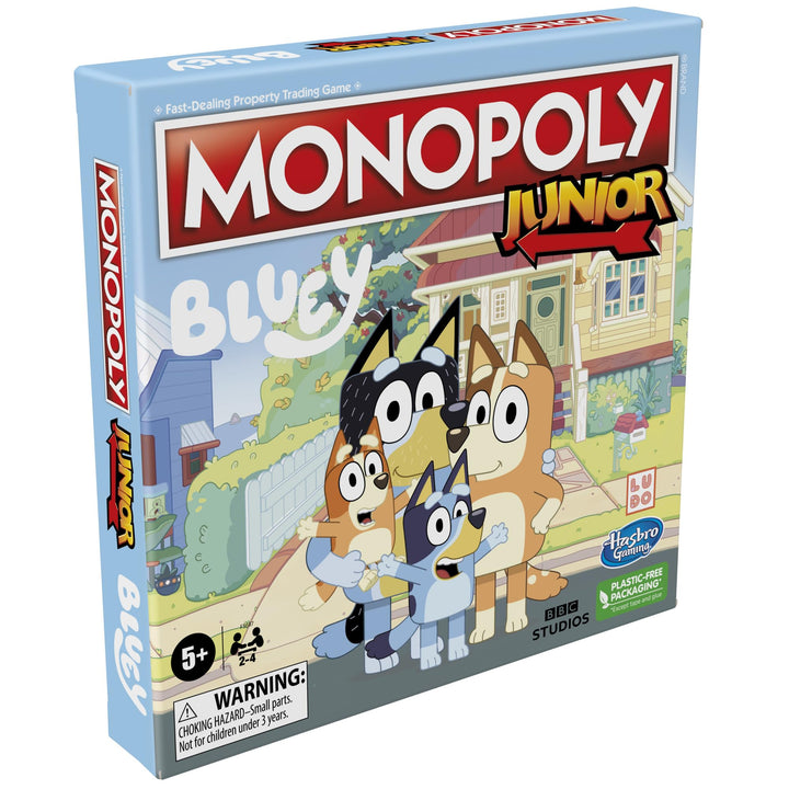 Hasbro Gaming Monopoly Junior: Bluey Edition Board Game for Kids Ages 5+, Play as Bluey, Bingo, Mum, and Dad, Features Artwork from The Animated Series (Exclusive)