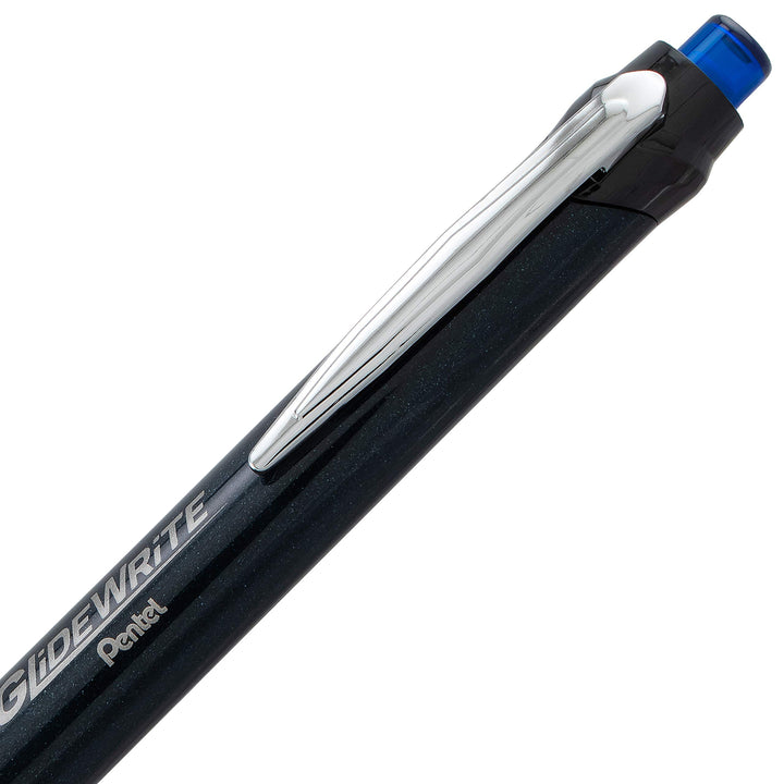 Pentel Glidewrite Signature Ballpoint Pen, (1.0mm) Medium, Black Barrel, Blue Ink, 3-pk (BX930ABP3C)