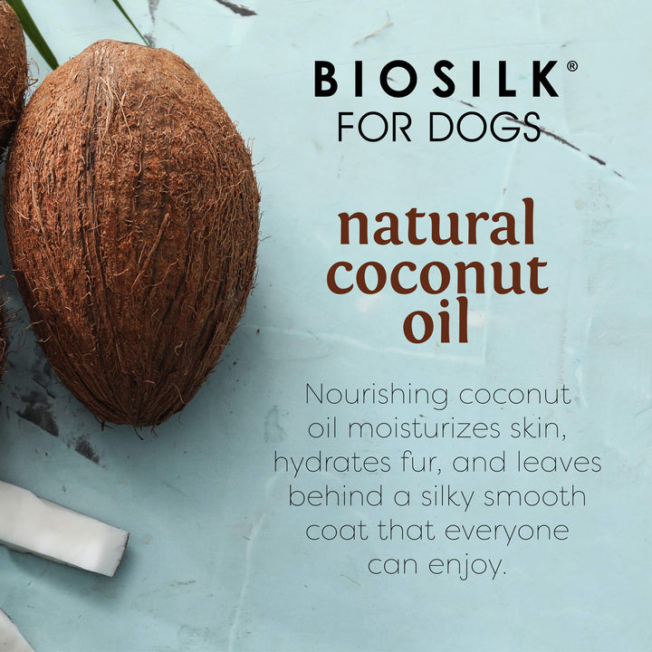 BioSilk for Dogs Silk Therapy Shampoo with Organic Coconut Oil | Coconut Dog Shampoo Waterless Shampoo | Dry Dog Shampoo from Silk Therapy for Fresh Dog Coats,Beige