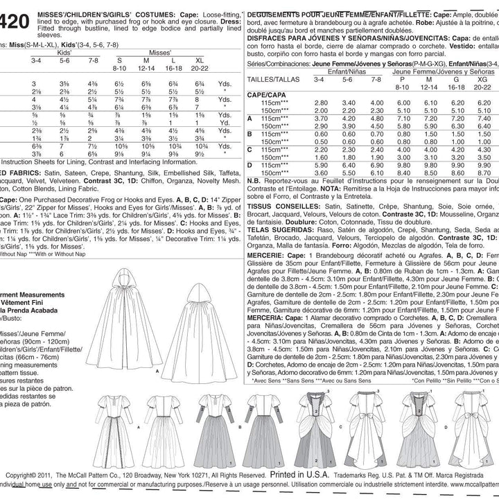 McCall's M6420 Women's Fairy Tale Princess Dress Halloween Costume Sewing Pattern, Sizes S-L