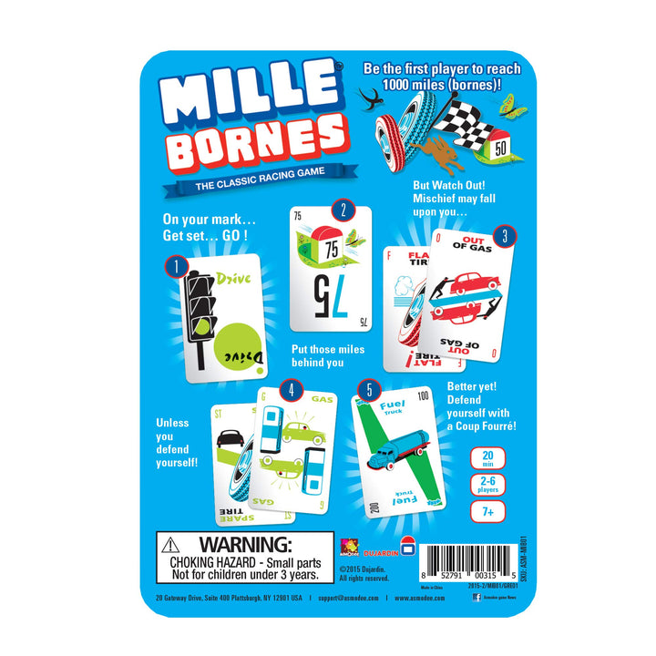 Mille Bornes Classic Racing Card Game - Fast-Paced Family Strategy Game for Ages 7+, 2-6 Players, 20 Minute Playtime - By Zygomatic