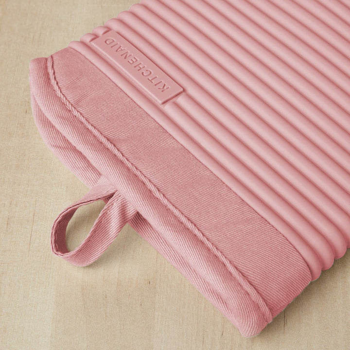 KitchenAid Ribbed Soft Silicone Oven Mitt Set, Dried Rose 2 Count