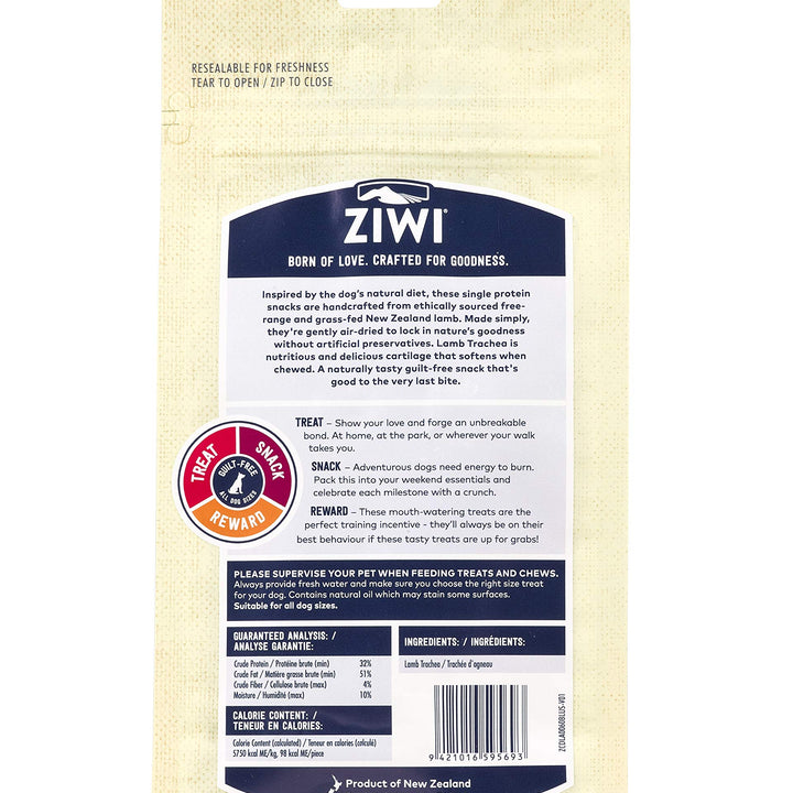 ZIWI Dog Chews andTreats – All Natural, Air-Dried, Single Protein, Grain-free, High-Value Treat, Snack, Reward (Lamb Trachea) 2.1 Ounce (Pack of 1) Lamb Trachea