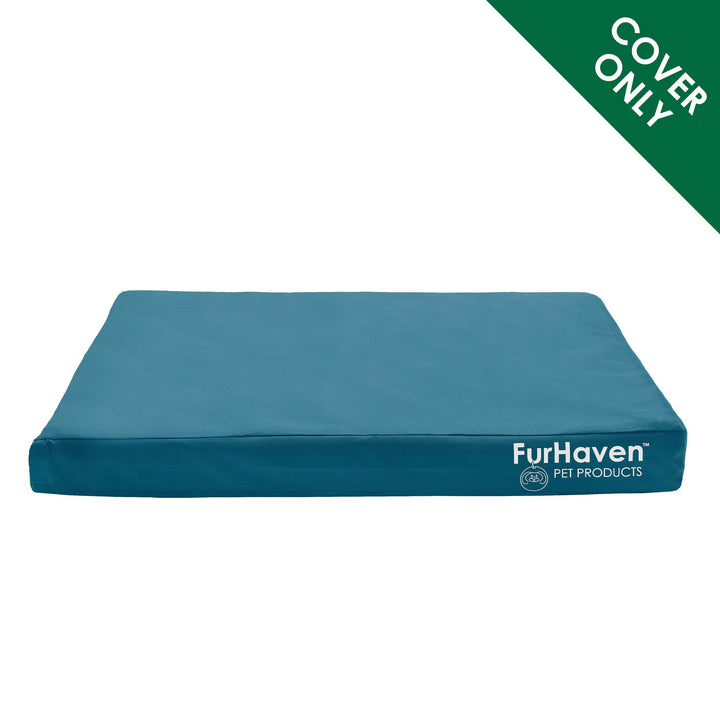 Furhaven Replacement Dog Bed Cover Water-Resistant Indoor/Outdoor Logo Print Oxford Polycanvas Mattress, Washable - Deep Lagoon, Jumbo (X-Large) Water-Resistant Logo Print (Deep Lagoon) 40.0"L x 32.0"W x 0.3"Th Cover Only