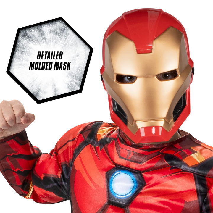 Marvel Iron Man Official Youth Halloween Costume - Premium Quality Padded Jumpsuit with Plastic Mask Medium