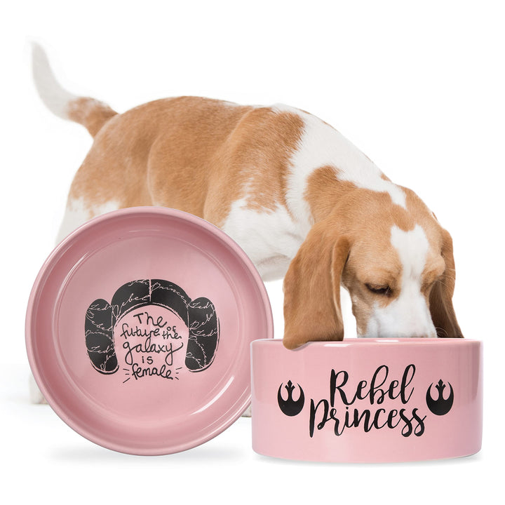 STAR WARS Princess Leia "Future is Female" Dog Bowl, 6 Inch | 6" Dog Bowl, Ceramic Dishwasher Safe STAR WARS Dog Food Bowl Holds up to 3.5 Water, Dry Food, or Wet Food,Pink,1 Count (Pack of 1),FF13175