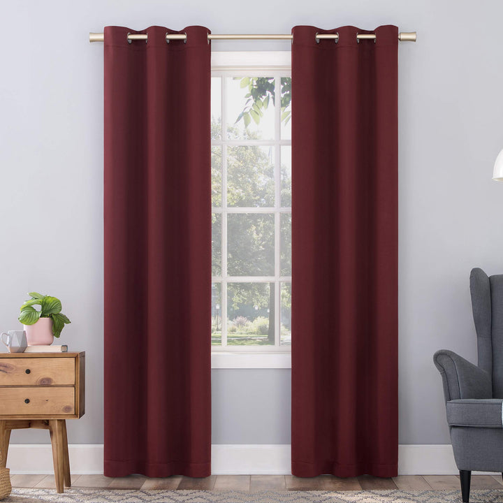 Sun Zero Easton Energy Saving Blackout Grommet Curtain Panel, 40" x 95", Wine Red 40" x 95" Casual