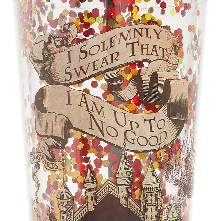 Spoontiques - Harry Potter Tumbler - Solemnly Swear Glitter Cup with Straw - 20 oz - Acrylic - Multicolored Contemporary BROWN,GOLD,CLEAR,SILVER