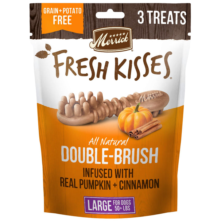 Merrick Fresh Kisses, Dental Chews for Dogs, Natural Dog Treats, Pumpkin for Dogs Over 50 Lbs - 4.8 oz. Pouch 4.8 Ounce (Pack of 1) Large Dogs Over 50 Lbs