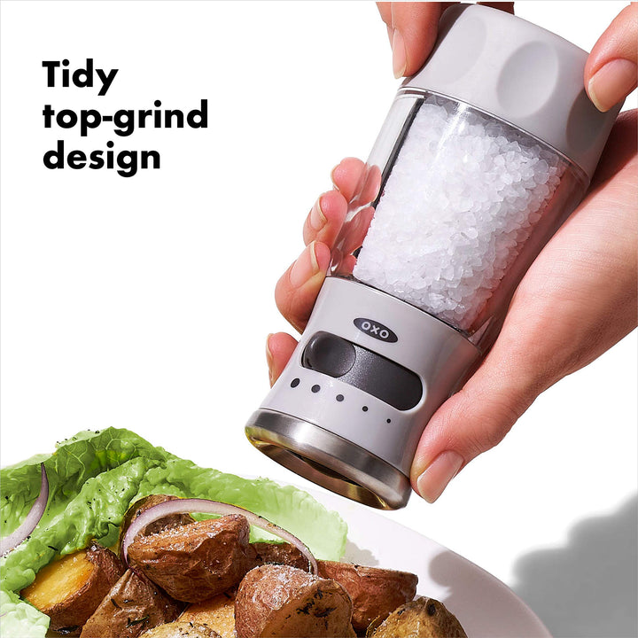 NEW OXO Good Grips Contoured Mess-Free Salt Grinder Gray