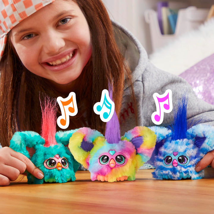 Furby Furblets Ray-Vee Mini Friend, 45+ Sounds, Electronica Music & Furbish Phrases, Electronic Plush Toys for Girls & Boys 6 Years & Up, Rainbow Ray-vee (Electronica Music)