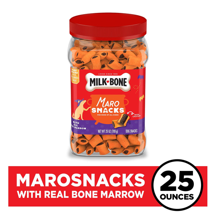 Milk-Bone MaroSnacks Dog Snacks, Halloween Dog Treats, 25 oz. Canister Halloween MaroSnacks 1.56 Pound (Pack of 1)